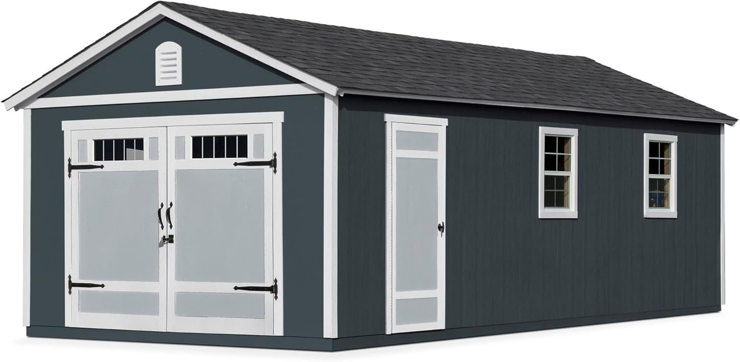 61Jt3QKGRzL._AC_SL1500.jpg Handy Home Products Manhattan 12×24 Garage Do-it-Yourself Wooden Storage Shed, Does not Include Paint and Roofing Shingles - Image 1