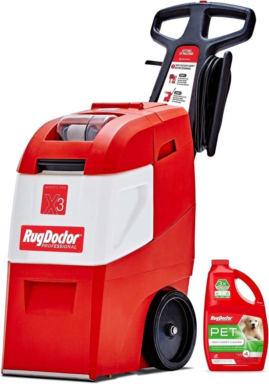 71kKLNHaIFL._AC_SL1500.jpg Rug Doctor X3 Commercial Carpet Cleaner Pet Pro Pack with Stain & Odor Removers - Image 1