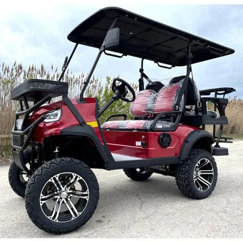 RenegadePlusRed-2_e78af012-1f13-4bf5-8e63-ea9ae29fc540.webp 48V Electric Golf Cart 4 Seater Lifted Renegade+ Edition Utility Golf UTV Compare To Coleman Kandi 4p – Red - Image 1