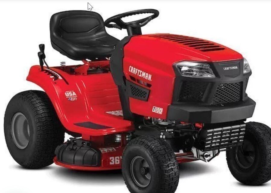 craftsman.jpg CRAFTSMAN T100 36″ 11.5-HP Riding Lawn Mower - Image 1
