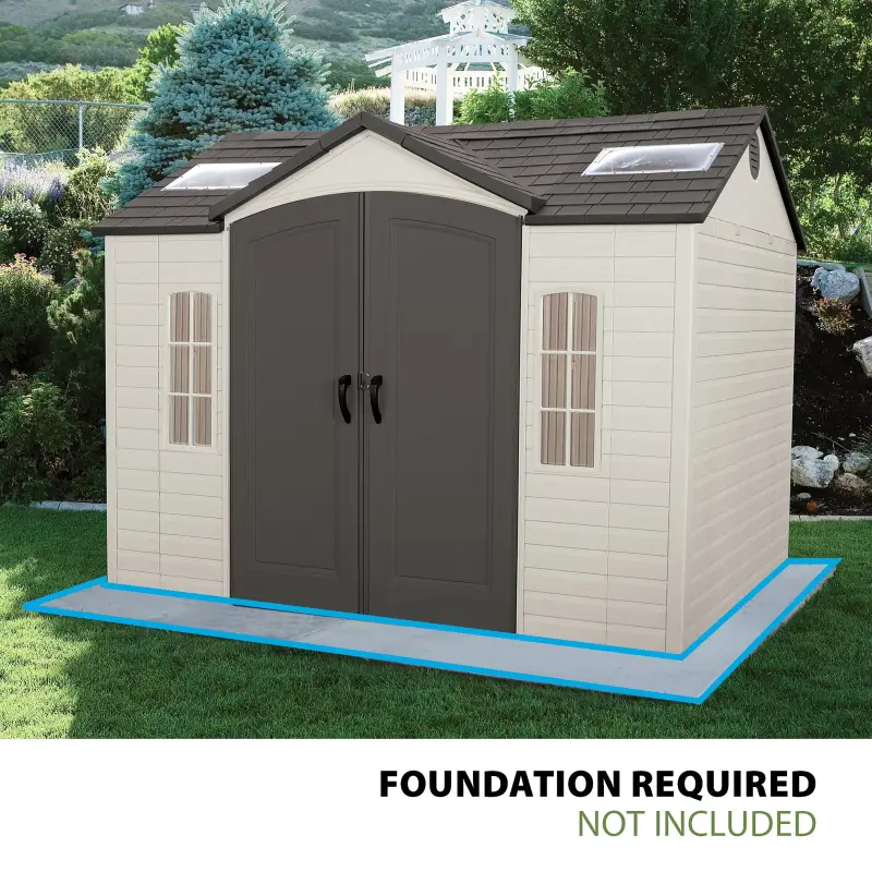 f1-25.webp Lifetime Lockable Polyethylene Outdoor Storage Shed, 10′ x 8′, Tan & Browns (60005) - Image 1